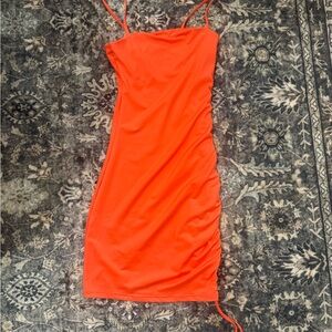 H&M Neon Orange Strappy Bodycon Mini Dress
